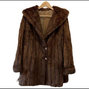 Brown mink fur Coat - Women's Luxury Winter Jacket